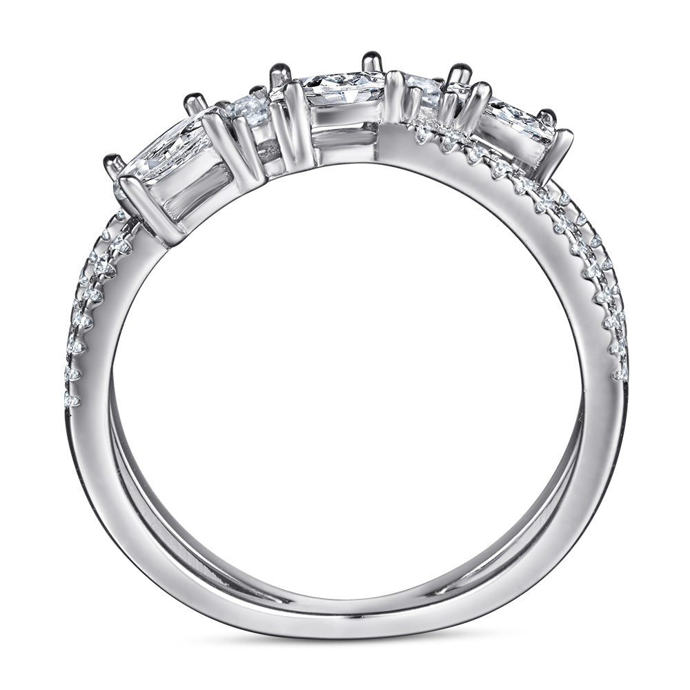 Bagues 925 Argent Croix Rotative Dénier Zircon Bague de Fiançailles pour Femme