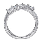 Bagues 925 Argent Croix Rotative Dénier Zircon Bague de Fiançailles pour Femme