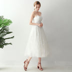 Robe de soirée blanche de banquet de mariage pour femmes