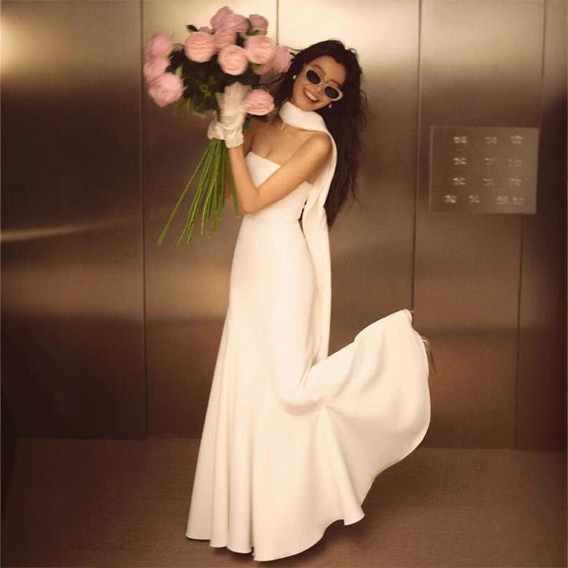Robe de mariée bustier simple, style français, légère et blanche