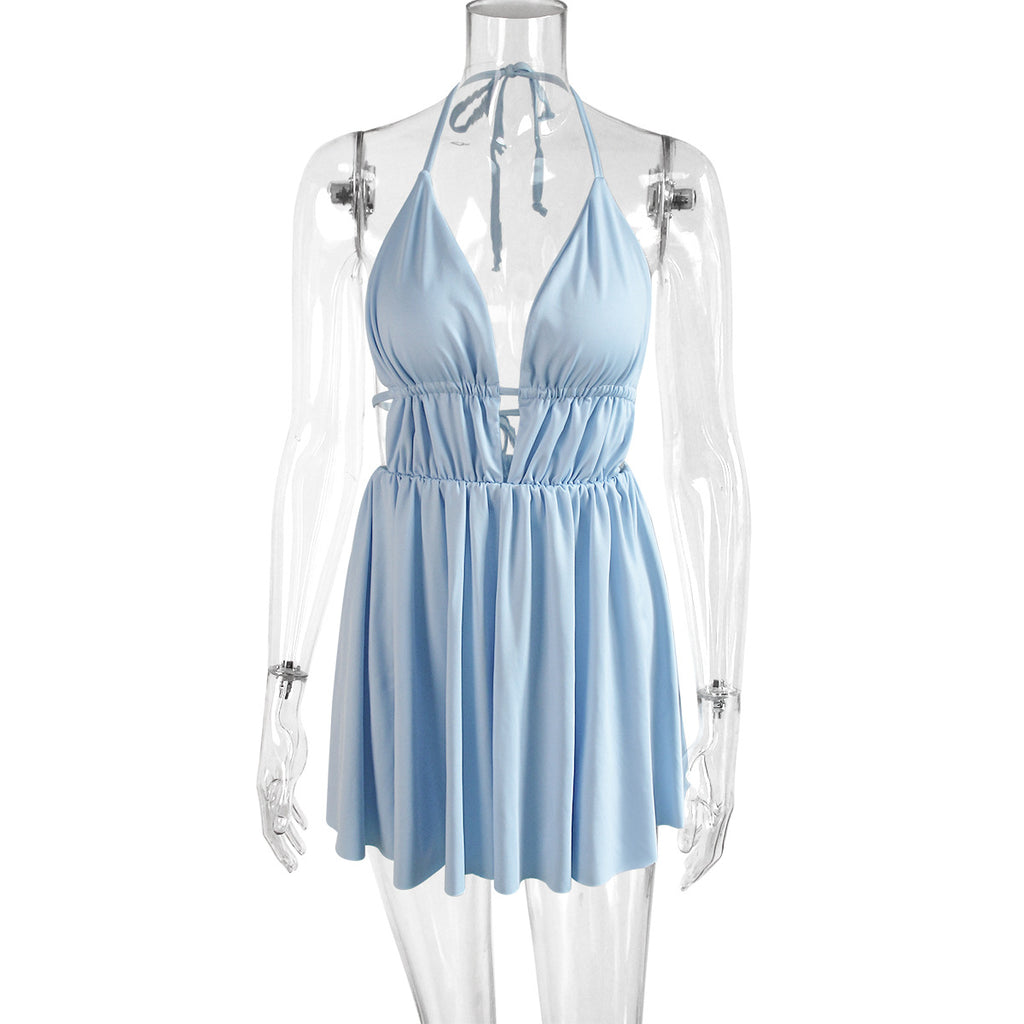 Robe dos nu à lacets en V profond pour femme