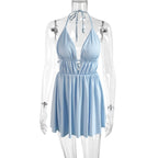 Robe dos nu à lacets en V profond pour femme