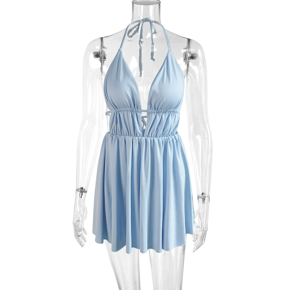 Robe dos nu à lacets en V profond pour femme