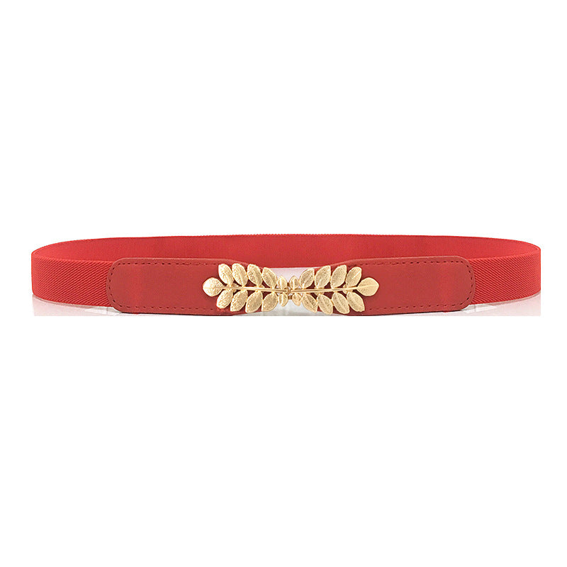 Ceinture élastique feuille mode élastique tout assorti