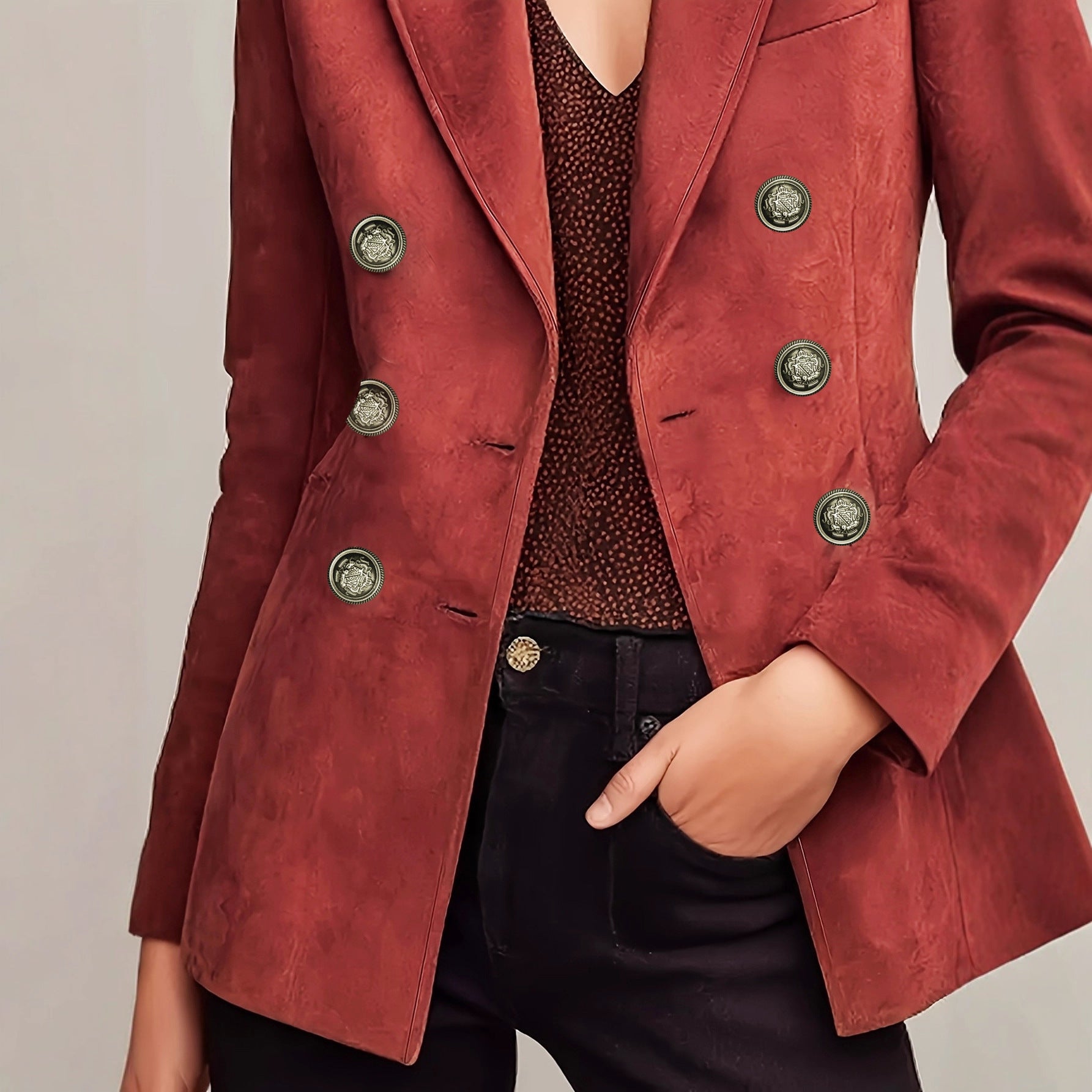Blazer femme croisé élégant style français vintage