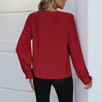 Chemise rouge polyvalente à manches longues pour femme