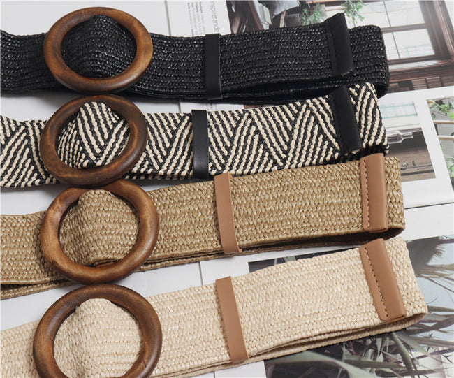 Ceinture tissée à boucle ronde avec corde en cire bohème Main Image