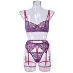 Maillot de Bain Bikini Brodé Contraste de Couleurs pour Femmes