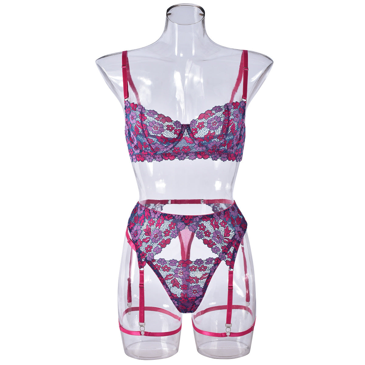 Maillot de Bain Bikini Brodé Contraste de Couleurs pour Femmes