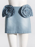 Jupe taille haute fleurie 3D élégante