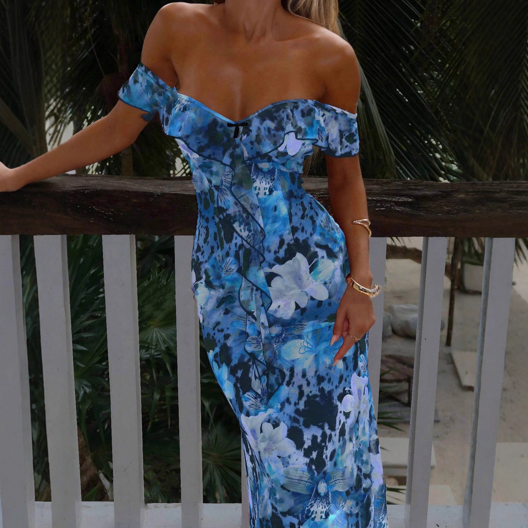 Robe imprimée à taille mi-haute tendance pour femmes