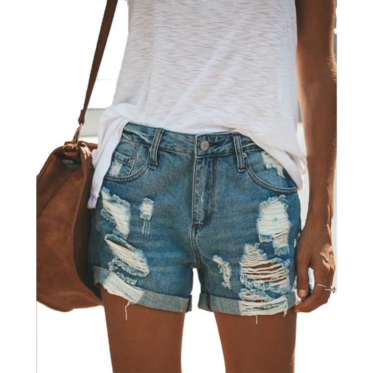 Shorts en jean déchiré pour femme