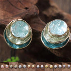 Boucles d'oreilles rondes peintes tricolores à la mode, élégantes et polyvalentes, boucles d'oreilles géométriques pour femmes