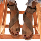 Sandales grande taille pour femmes, chaussures plates romaines