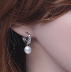 Boucles d'oreilles en vraies perles d'eau douce pour femmes, boucles d'oreilles en perles en argent sterling 925, bijoux fines boucles d'oreilles en perles blanches