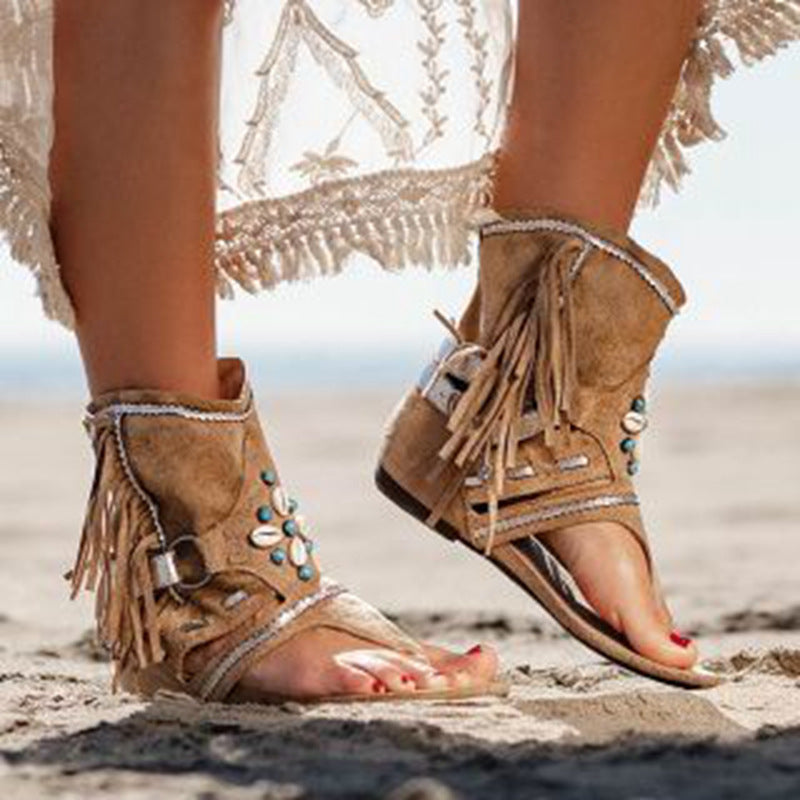 Sandales romaines perlées pour femme