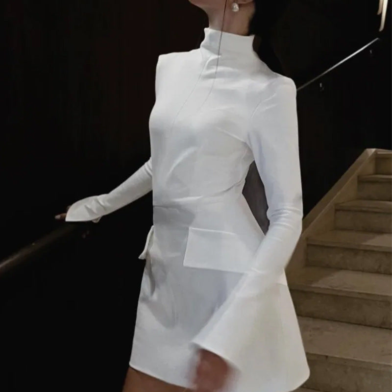 Robe longue ajustée à manches longues, sexy, moulante et élégante pour femme
