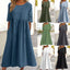 Robe décontractée en coton et lin à manches courtes et poches pour femme