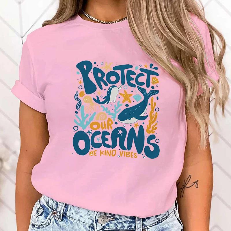 T-shirt Premium Chaud Protégez l'océan Imprimé