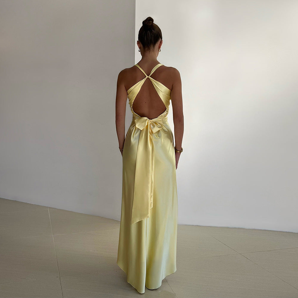 Robe en satin pour femme, coupe ajustée, style personnalisé