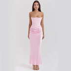 Robe longue bustier moulante, robe de soirée sexy sans dos pour femmes