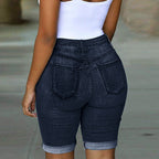 Short en jean taille haute déchiré pour femmes