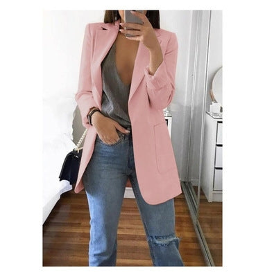 Blazer cardigan fin à revers élégant