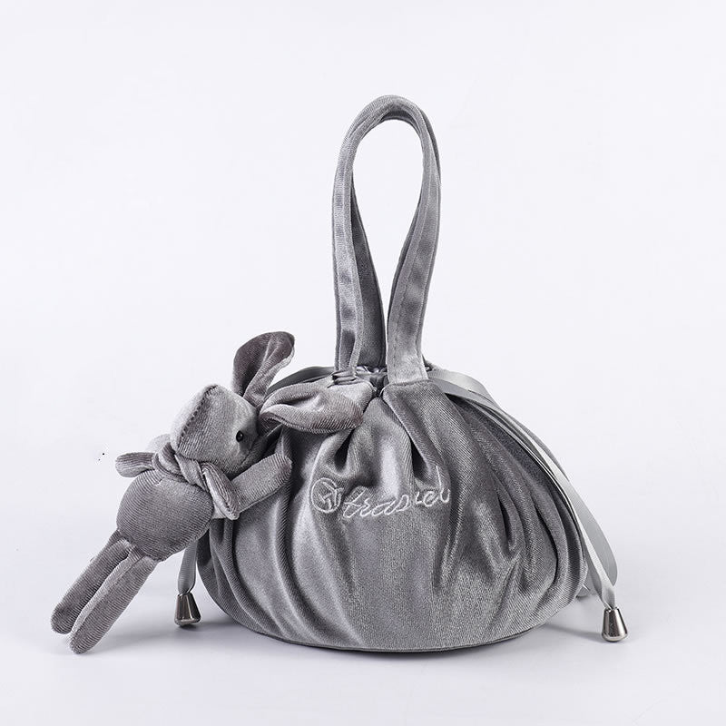 Nouveaux sacs cosmétiques en velours avec oreilles de lapin de dessin animé, trousse de maquillage, sacs cadeaux auto-adhésifs pour Pâques joyeuses pour filles