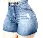 Short en jean déchiré extensible à coupe ajustée avec pompons pour femme
