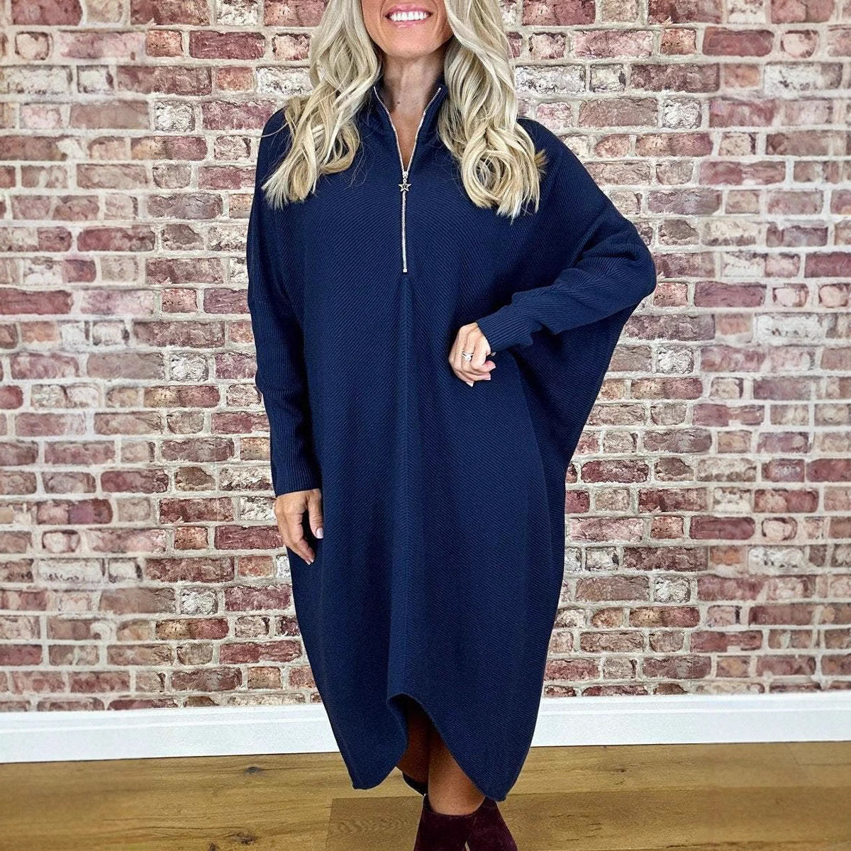 Robe ample en tricot de couleur unie pour femme