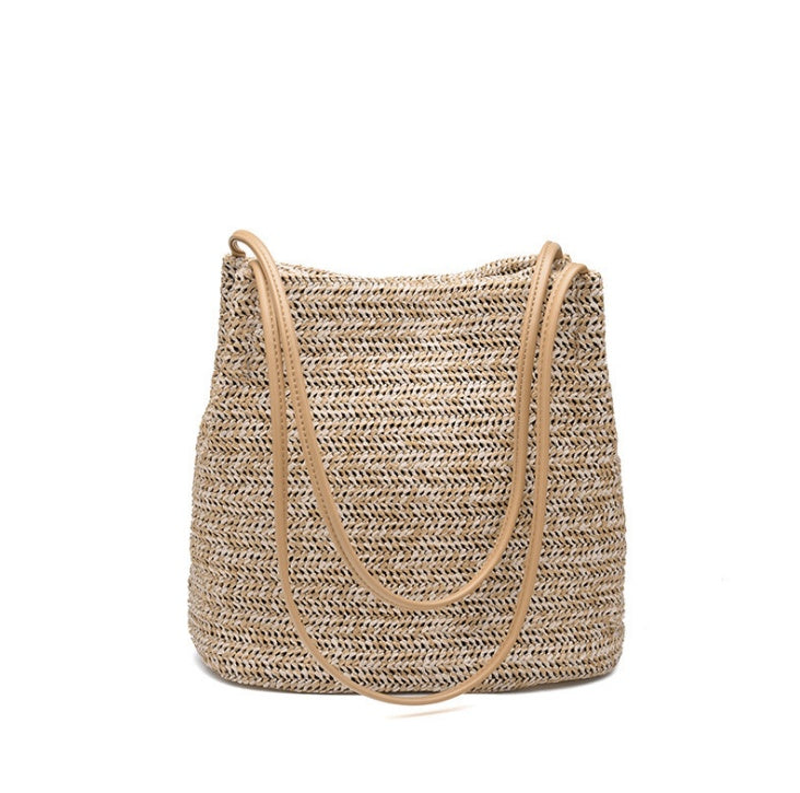 Sac de paille tressé à la mode pour femmes, sac à bandoulière fourre-tout fait à la main, sac à main tricoté pour dames, sac de plage féminin, sacs bolsos mujer