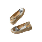 Sandales femme en paille à bout rond et ouvert