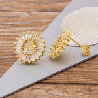 Boucles d'oreilles tendance pour femmes, clous d'oreilles dorés en forme de lettres