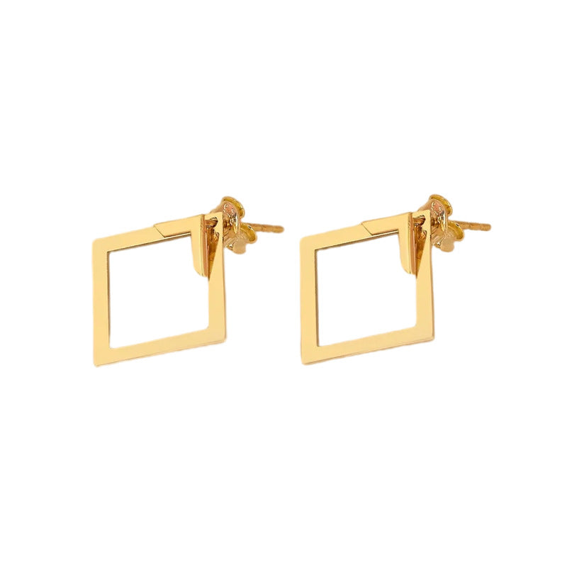 Boucles d'oreilles carrées géométriques simples de style européen et américain pour femmes, bijoux d'oreille en métal tendance et simples
