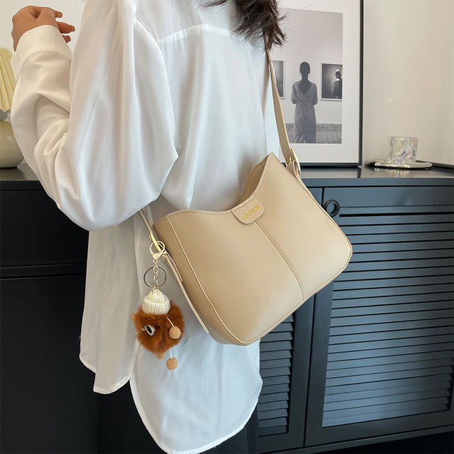 Sac à Bandoulière Décontracté pour Femme Mode Grande Capacité Sacs Bandoulière Femme Couleur Unie Style Coréen Sac Seau Simple Hover Image