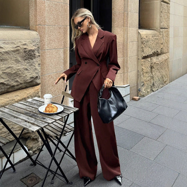 Women's Suit Wid -leg Pants Two-piece Set