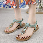 Tongs Bohème Femme Tressées Chaussures de Plage Claquettes