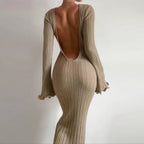 Robe en maille à manches longues et volants