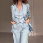 Season New Women's Clothing Solid Color Polo Collar Suit Trousers Two-piece Set
