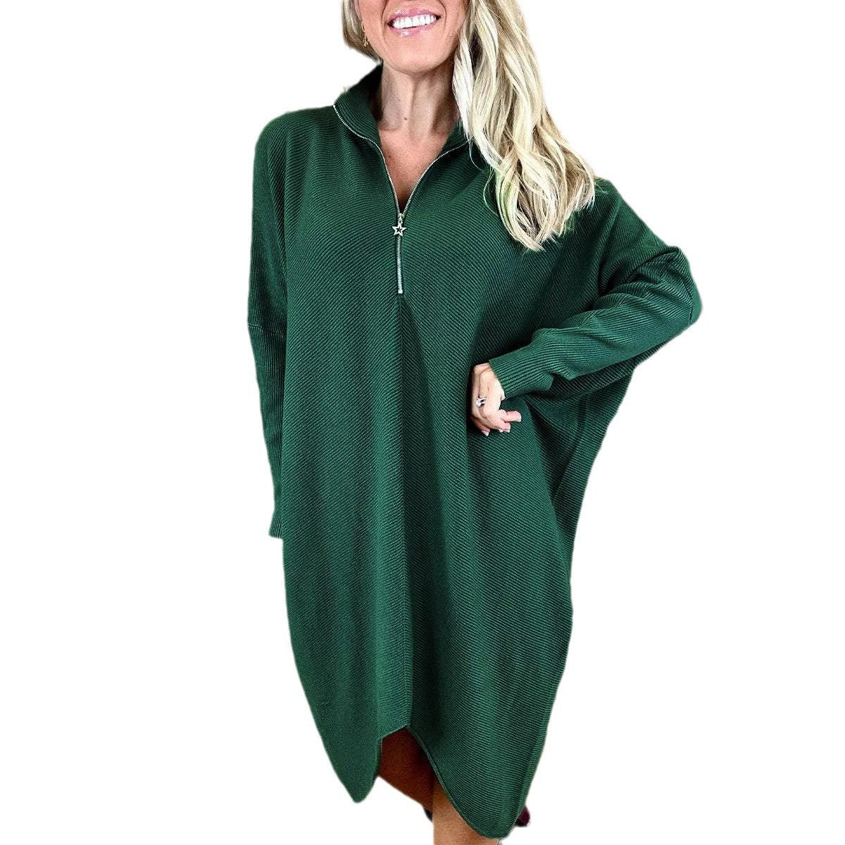 Robe ample en tricot de couleur unie pour femme