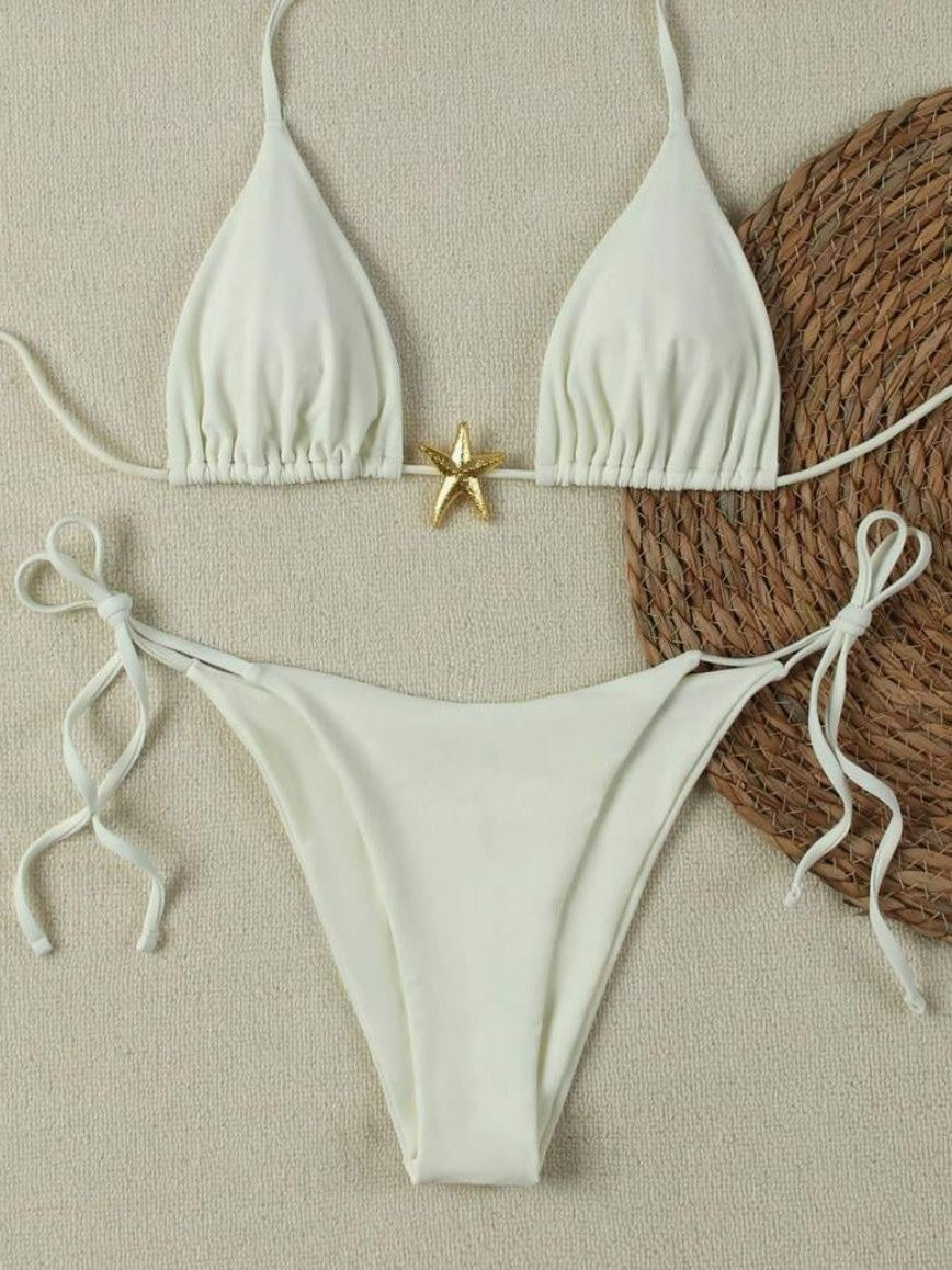 Maillot de Bain Bikini Couleur Pure Tendance Femme