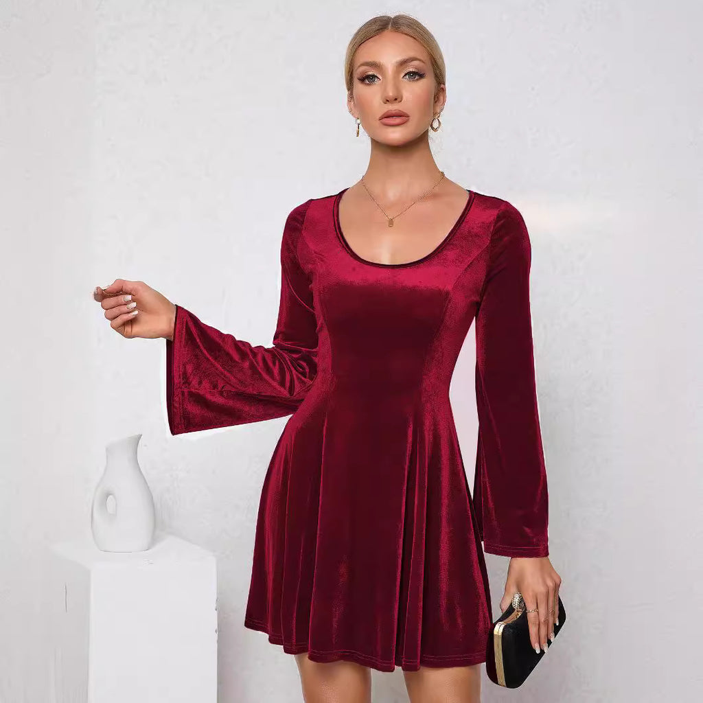 Robe en velours personnalisée pour femme