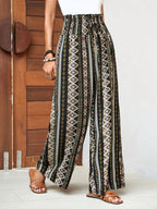 Pantalon large ample taille haute imprimé pour femme