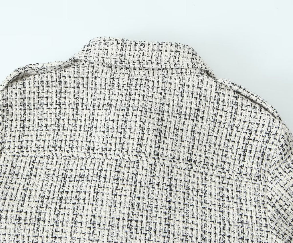 Blazer texturé en tweed pour femme avec poches plaquées