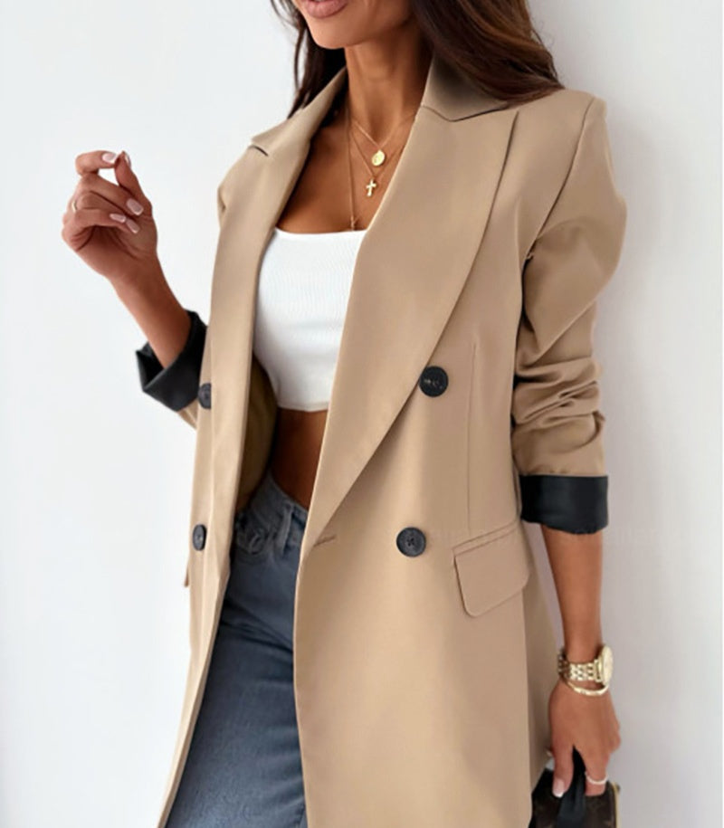 Blazer ample et décontracté beige pour femme