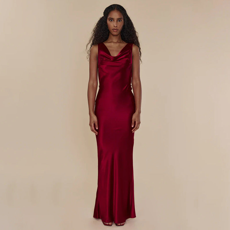 Robe longue de soirée lacée en dentelle, style banquet, pour femme
