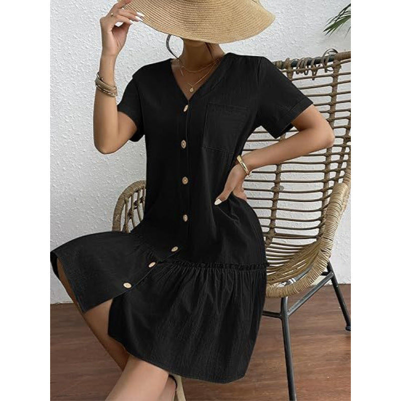 Robe d'été ample en coton et lin pour femme