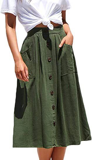 Jupe Décontractée Bouton Vêtements Femme
