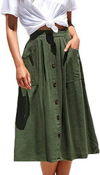 Jupe Décontractée Bouton Vêtements Femme