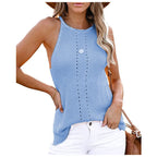 Gilet tricoté de plage ample dos nu pour femme, style européen et américain